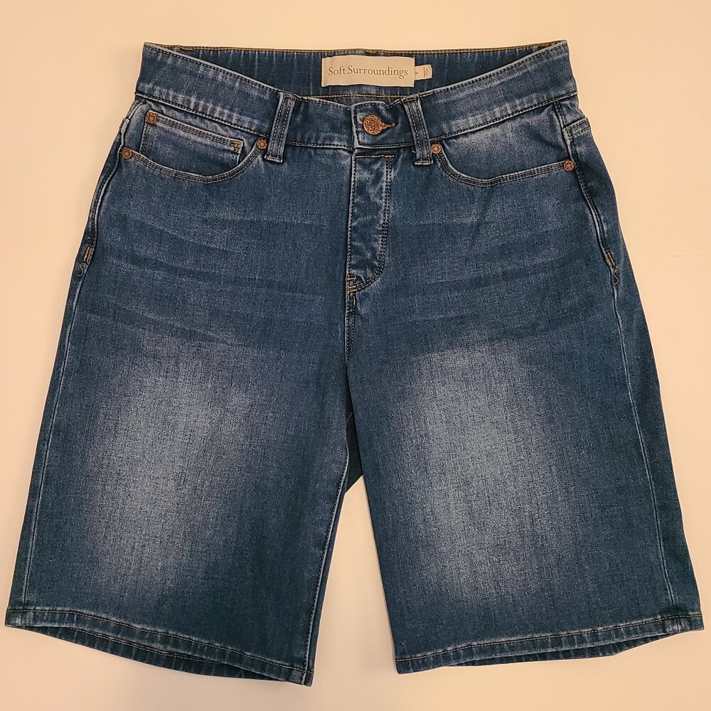 Soft Surroundings Ultimate Jean Shorts Womens Sz Small Pull On Bermuda Denim